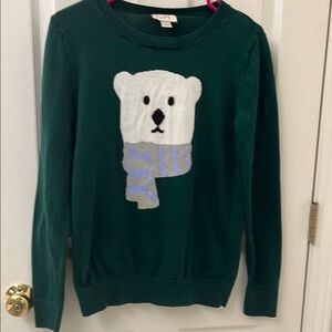 LOFT Green Sweater with Bear Design